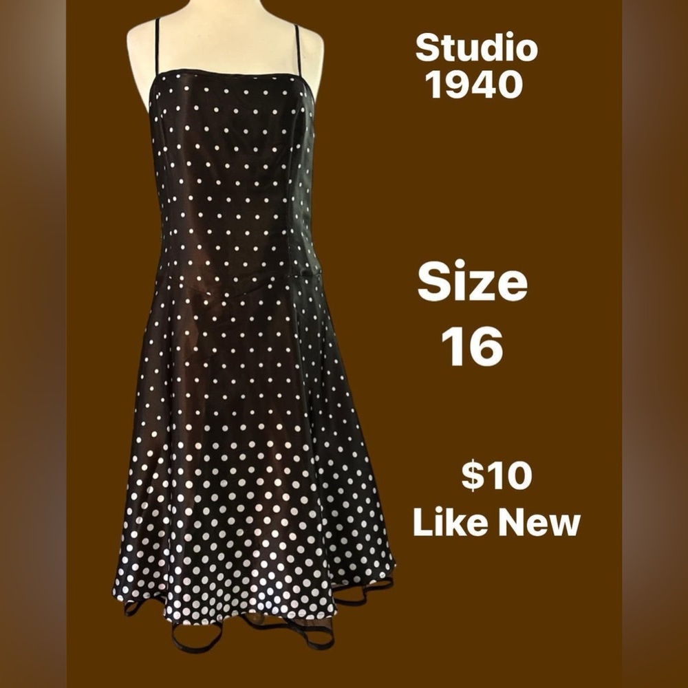 Studio 1940 Black and White A-Line Cocktail Dress